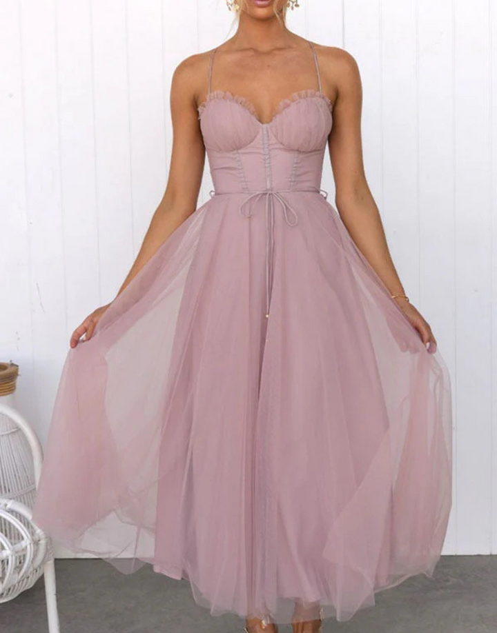 Leichtes ärmelloses Maxikleid mit V-Ausschnitt für Damen