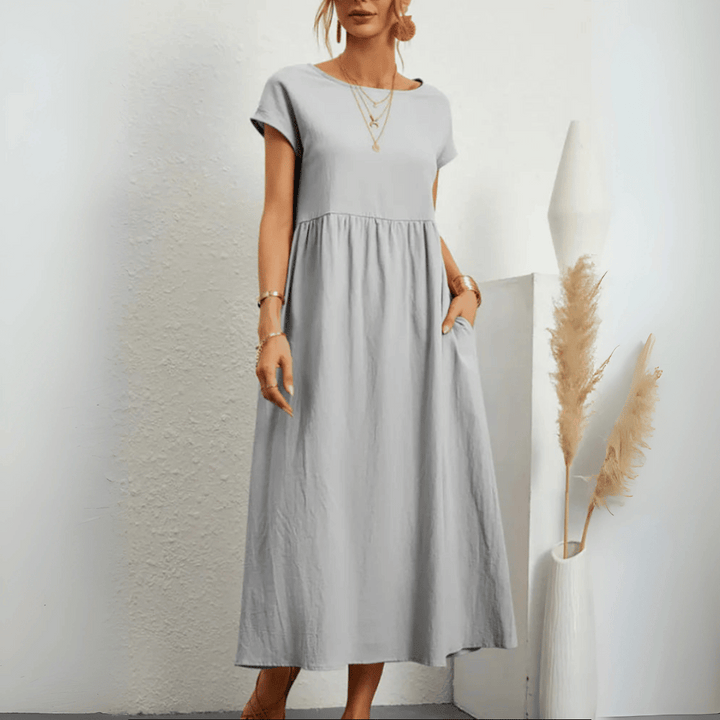 Vintage Maxikleid aus Baumwollleinen für Damen