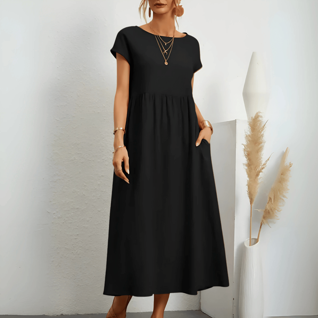Vintage Maxikleid aus Baumwollleinen für Damen