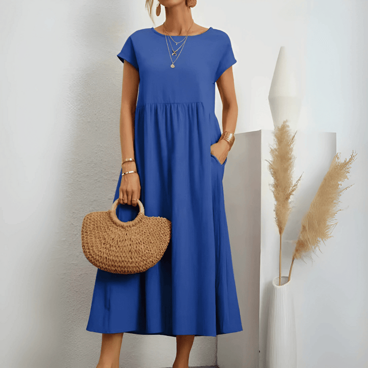 Vintage Maxikleid aus Baumwollleinen für Damen