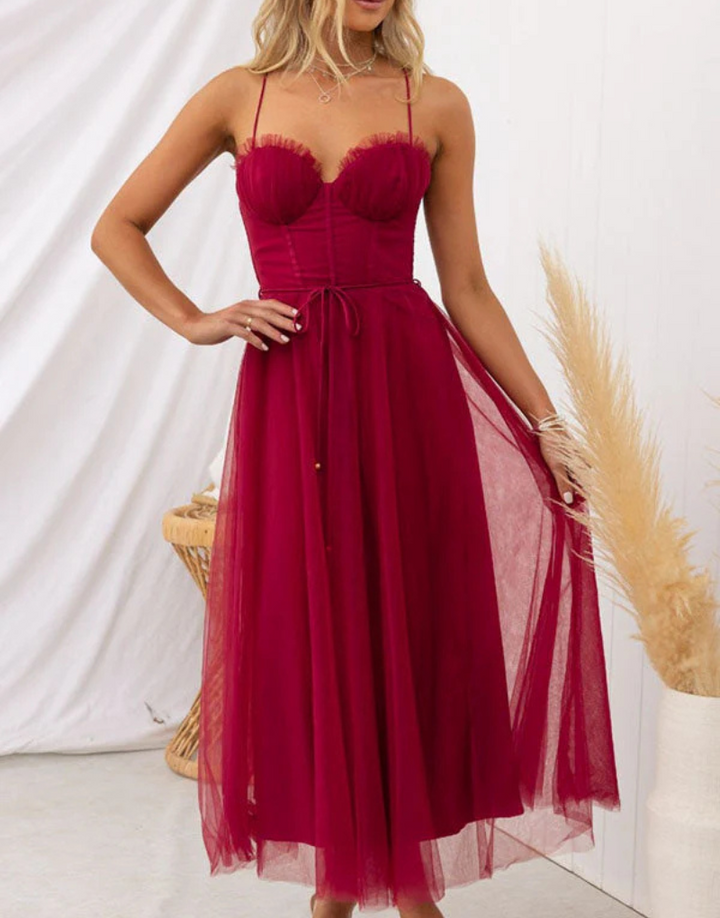 Leichtes ärmelloses Maxikleid mit V-Ausschnitt für Damen