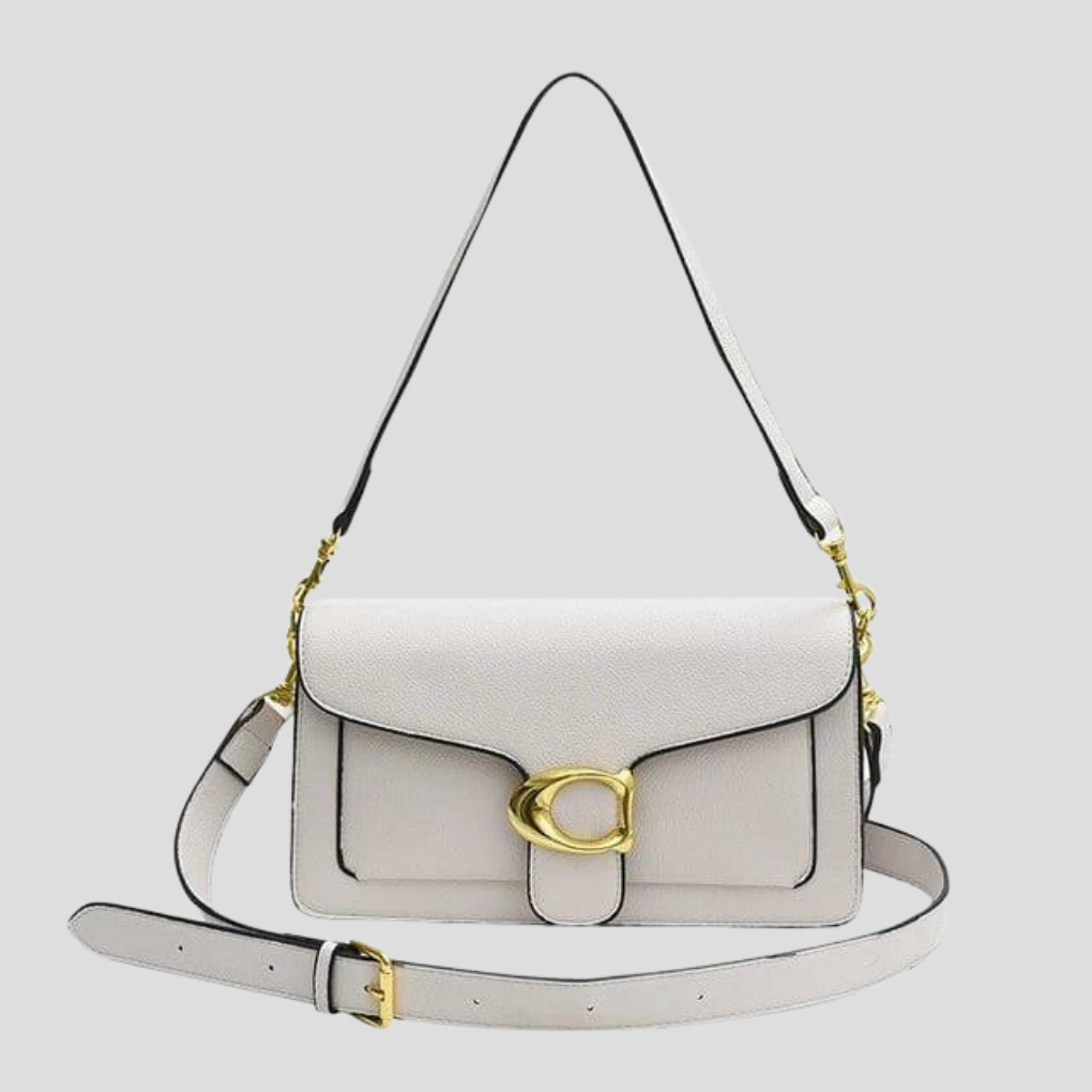 Klassische strukturierte Umhängetasche mit goldfarbener Schnalle