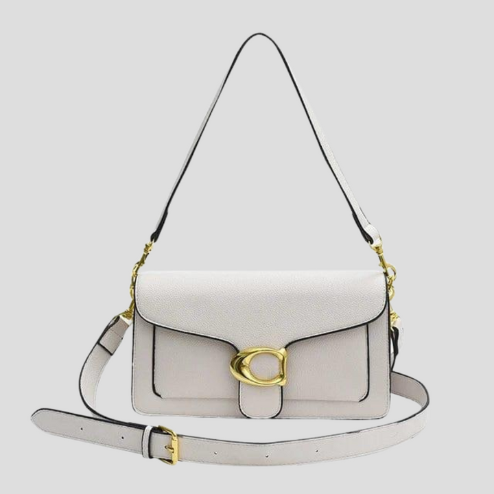 Klassische strukturierte Umhängetasche mit goldfarbener Schnalle