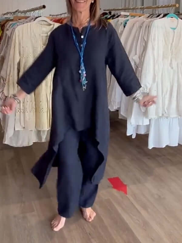 Luftiger Damen-Leinenanzug mit stilvoller Leichtigkeit