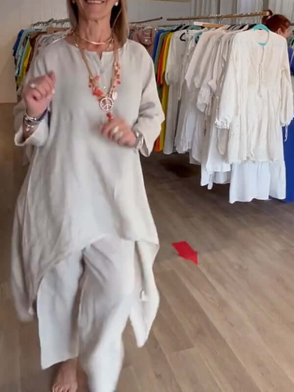 Luftiger Damen-Leinenanzug mit stilvoller Leichtigkeit