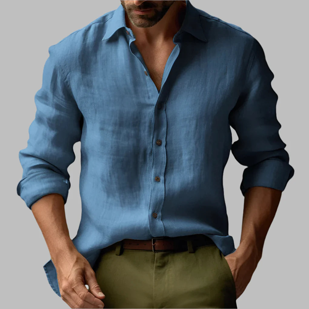 Herren-Langarmhemd aus Vintage-Leinen