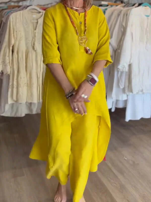 Luftiger Damen-Leinenanzug mit stilvoller Leichtigkeit