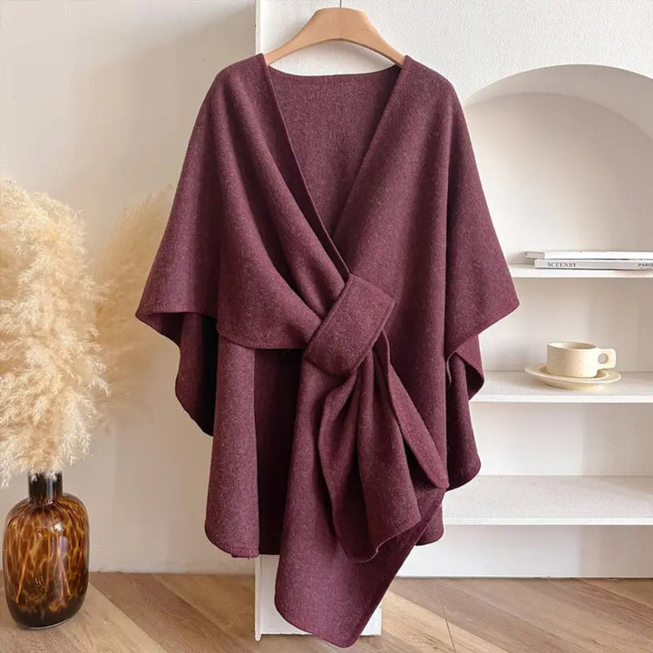 Eleganter Winddichter Poncho-Mantel mit Schalkragen