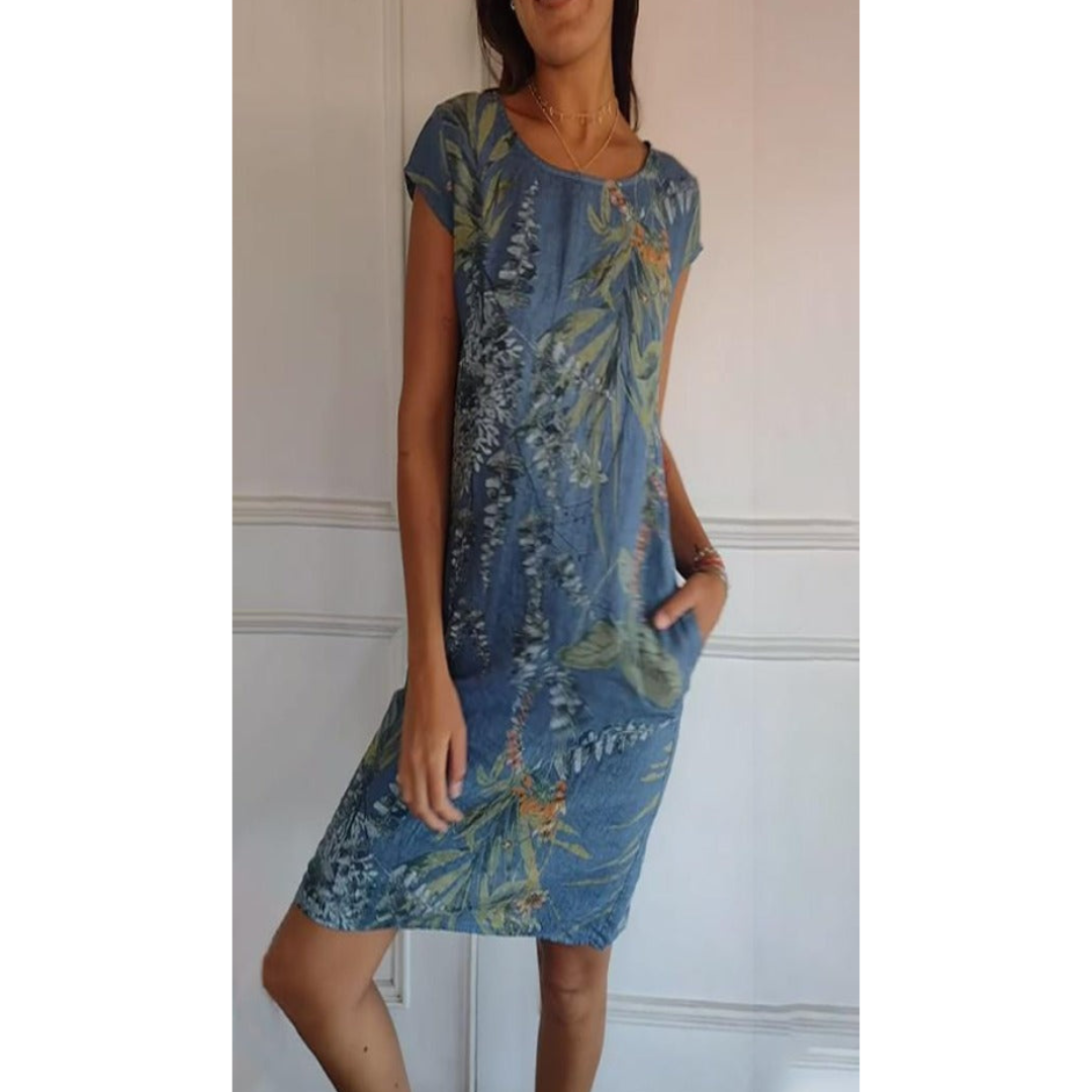 Luftiges Maxikleid mit Boho-Print und Volantärmeln