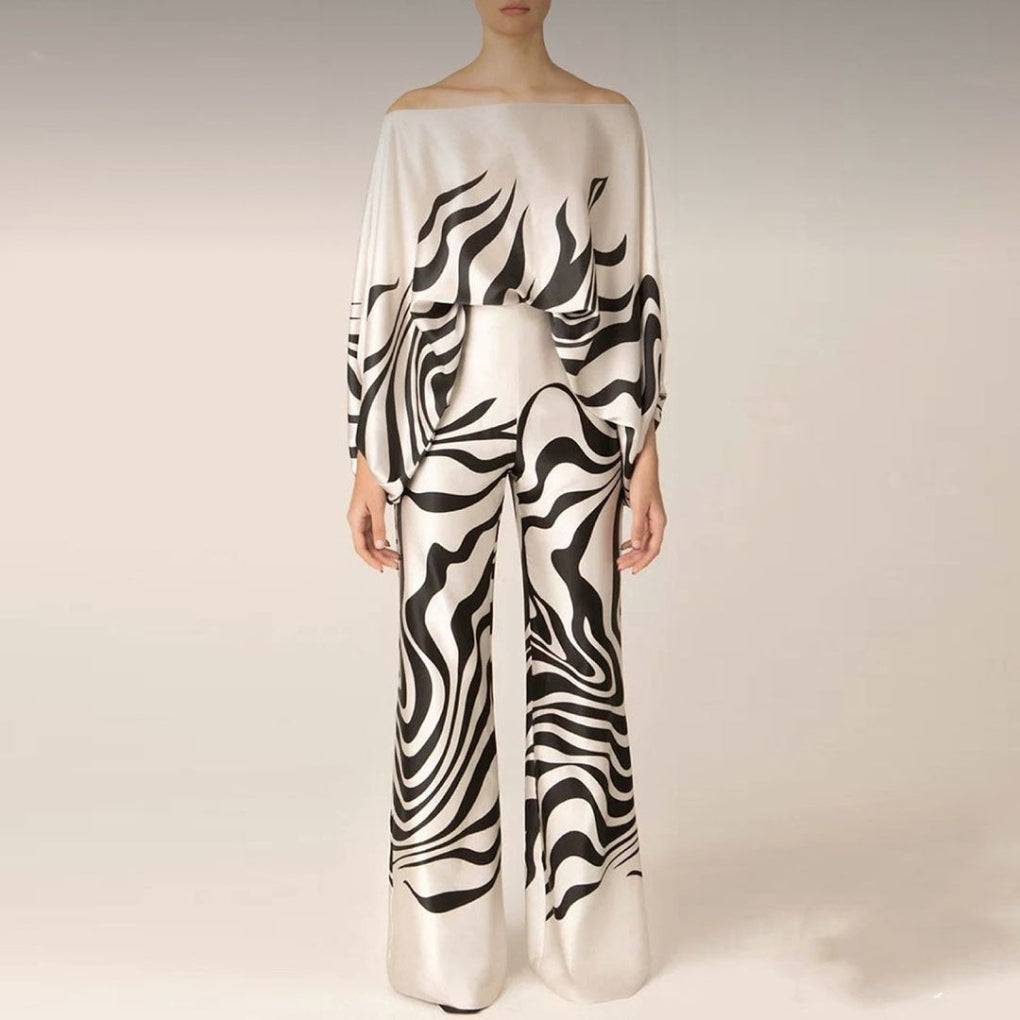 2-teiliges Satin-Set im Off-Shoulder-Stil für Damen