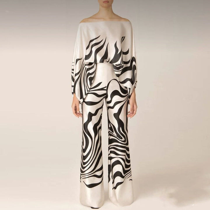 2-teiliges Satin-Set im Off-Shoulder-Stil für Damen