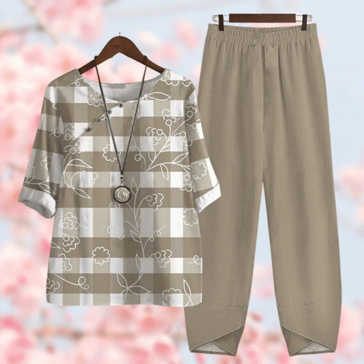 Zweiteiliges Set mit Vintage-Blumenmuster