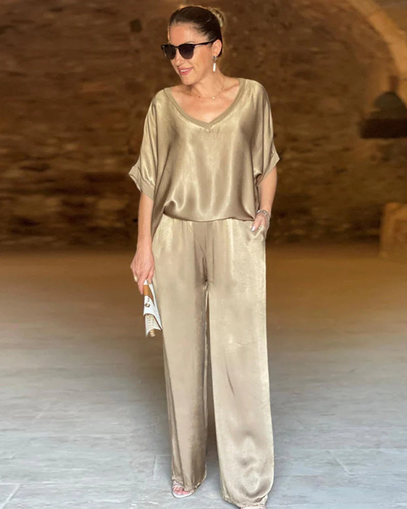 Elegantes zweiteiliges Damen-Set (Oberteil & Hose)