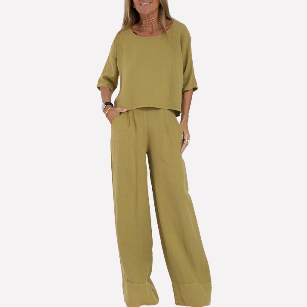 Zweiteiliges Set aus Leinenmischung im Relaxed Fit für Damen