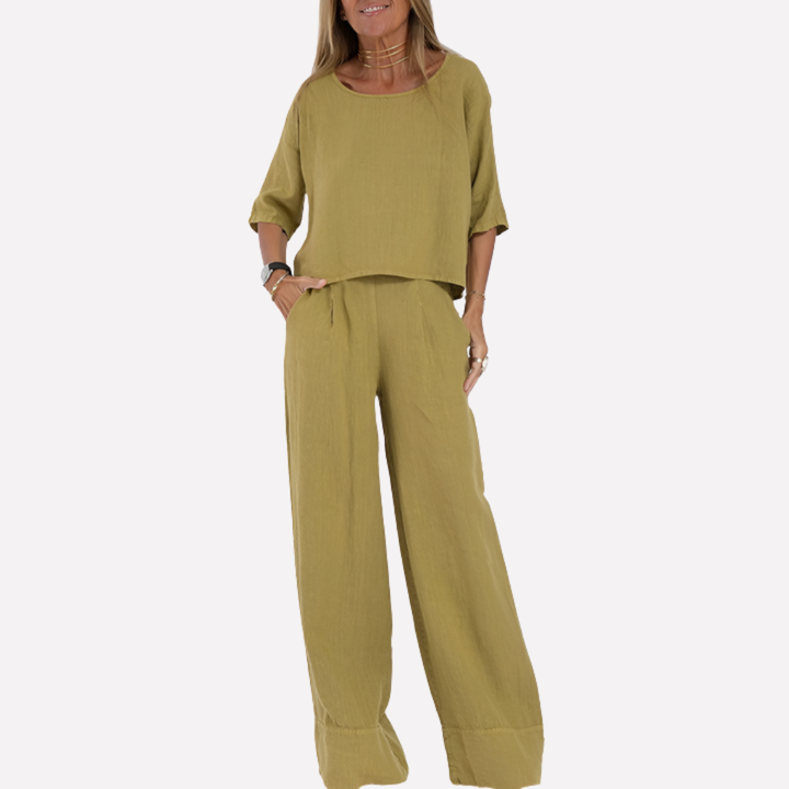 Zweiteiliges Set aus Leinenmischung im Relaxed Fit für Damen