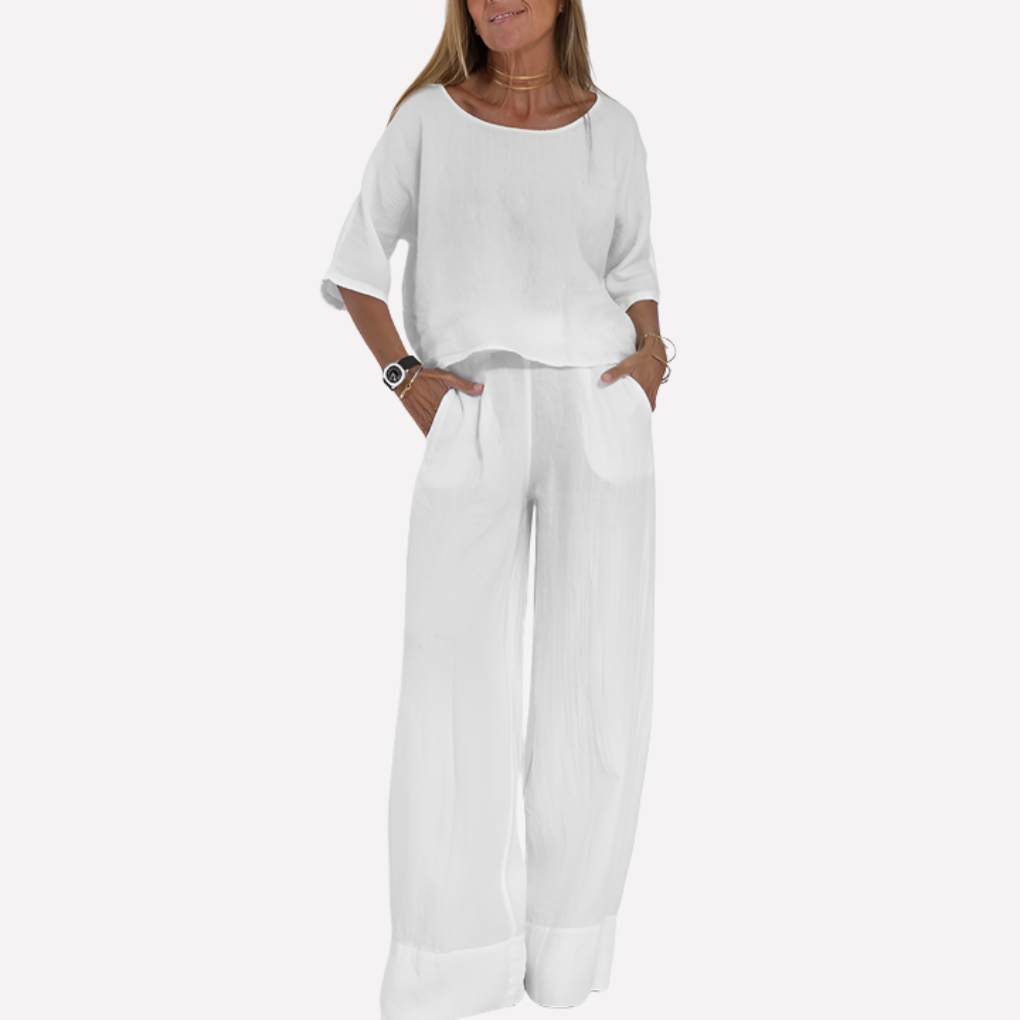 Zweiteiliges Set aus Leinenmischung im Relaxed Fit für Damen