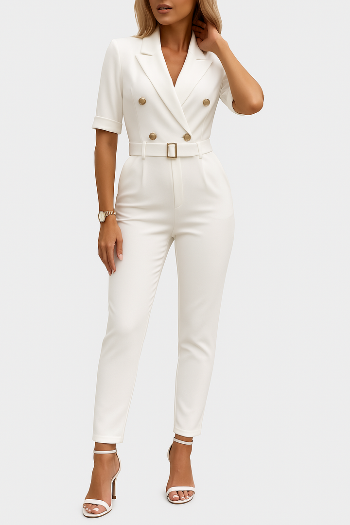 Eleganter Jumpsuit mit Reverskragen und Taillengürtel