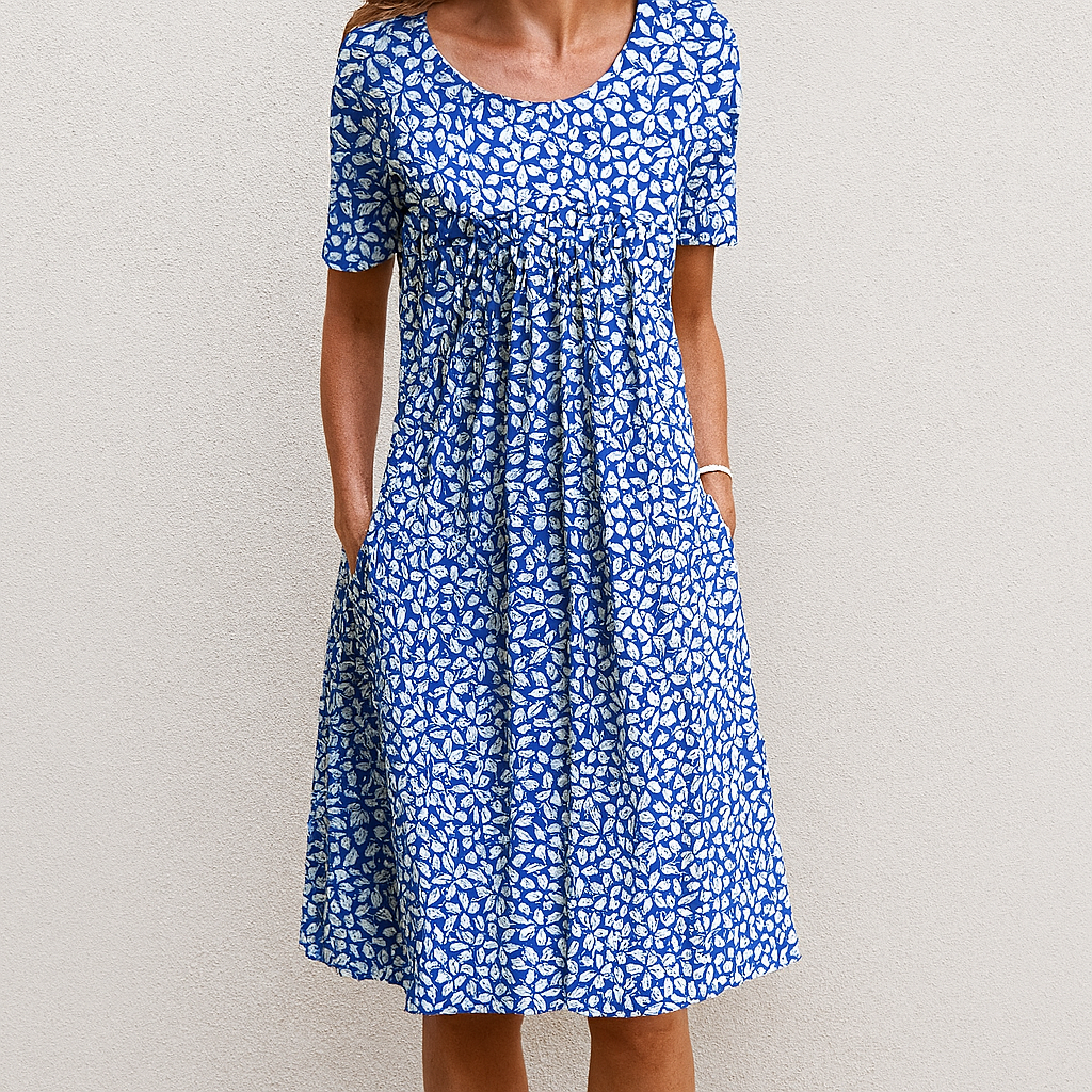 Müheloses Vintage-Sommerkleid mit Blumenrüschen