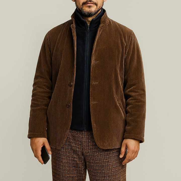 Lässige Retro-Jacke in Volltonfarbe für Herren