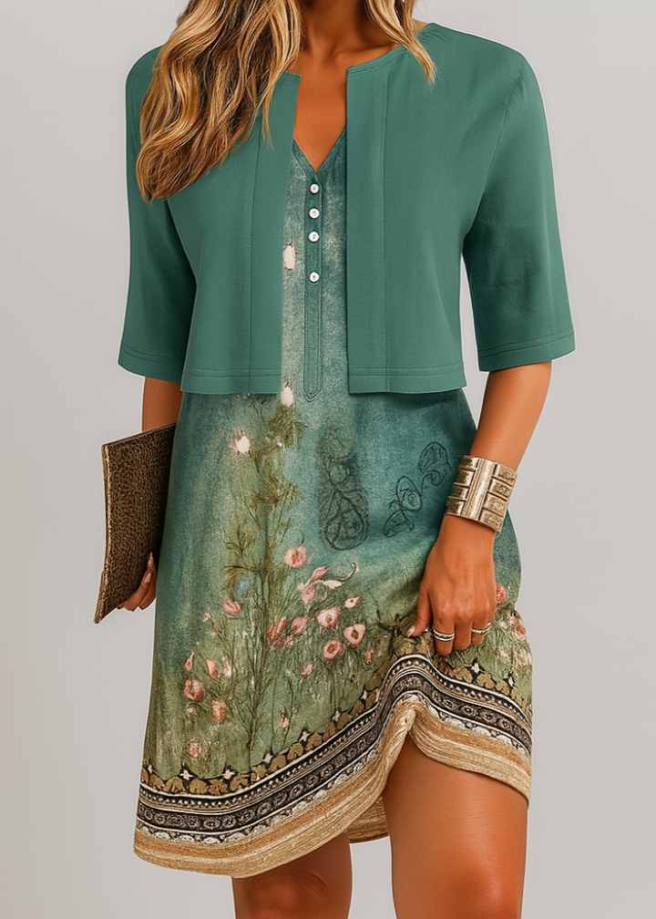 Elegantes zweiteiliges Kleid mit langem Rock