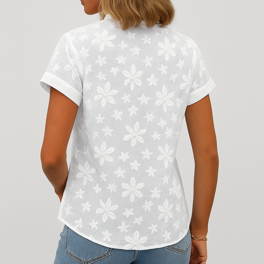 Kurzärmelige Bluse mit Blumenmuster für Damen