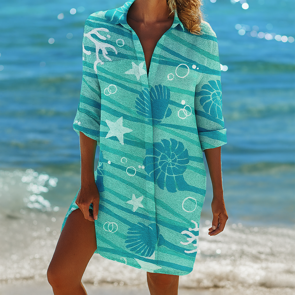 Kurzes Boho-Kleid aus fließendem, leichtem Stoff für Damen