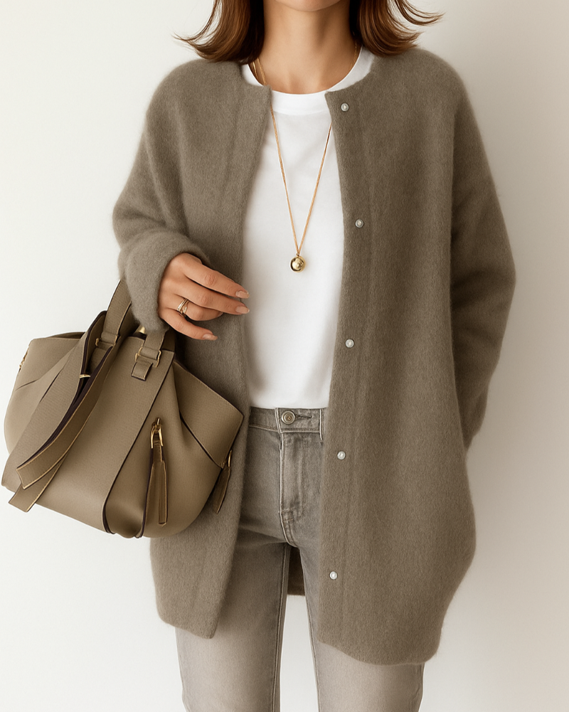 Kuschelige, minimalistische, weiche Strickjacke für Damen