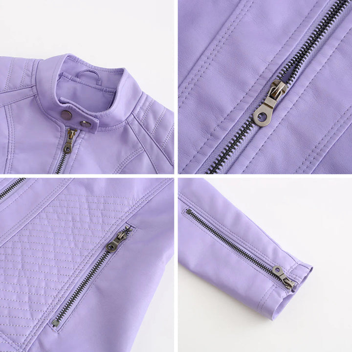 Stylische Kunstleder Damenjacke