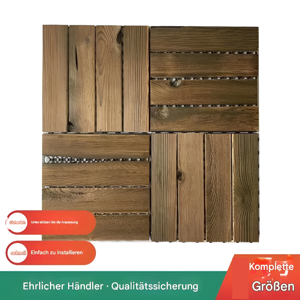 Ineinandergreifende Holzfliesen für drinnen und draußen