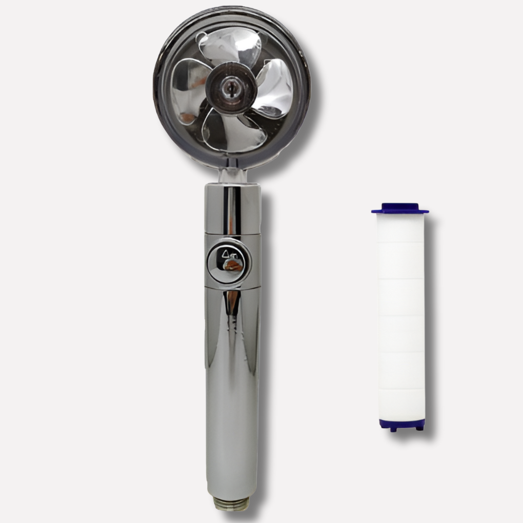 Duschkopf mit rotierendem Propeller und Hochdruck-Regeneffekt