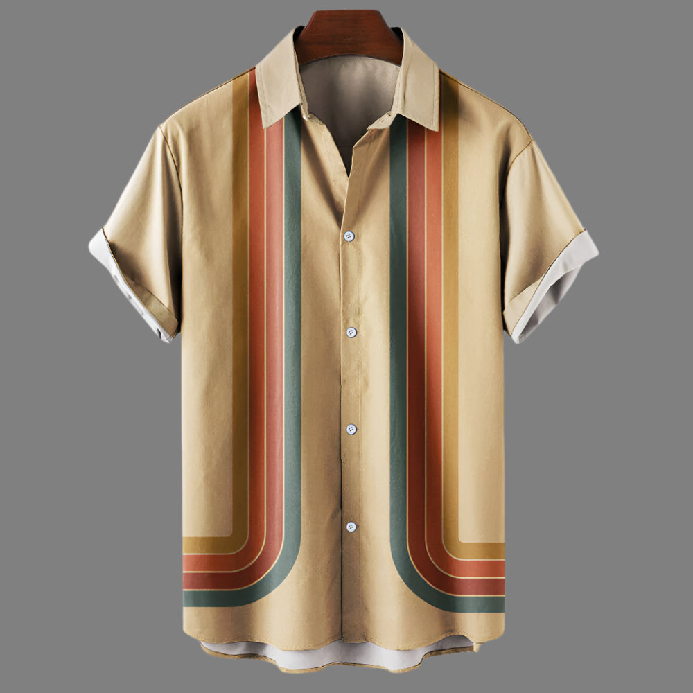 Retro Loose-Fit Kurzarm-Herrenhemd