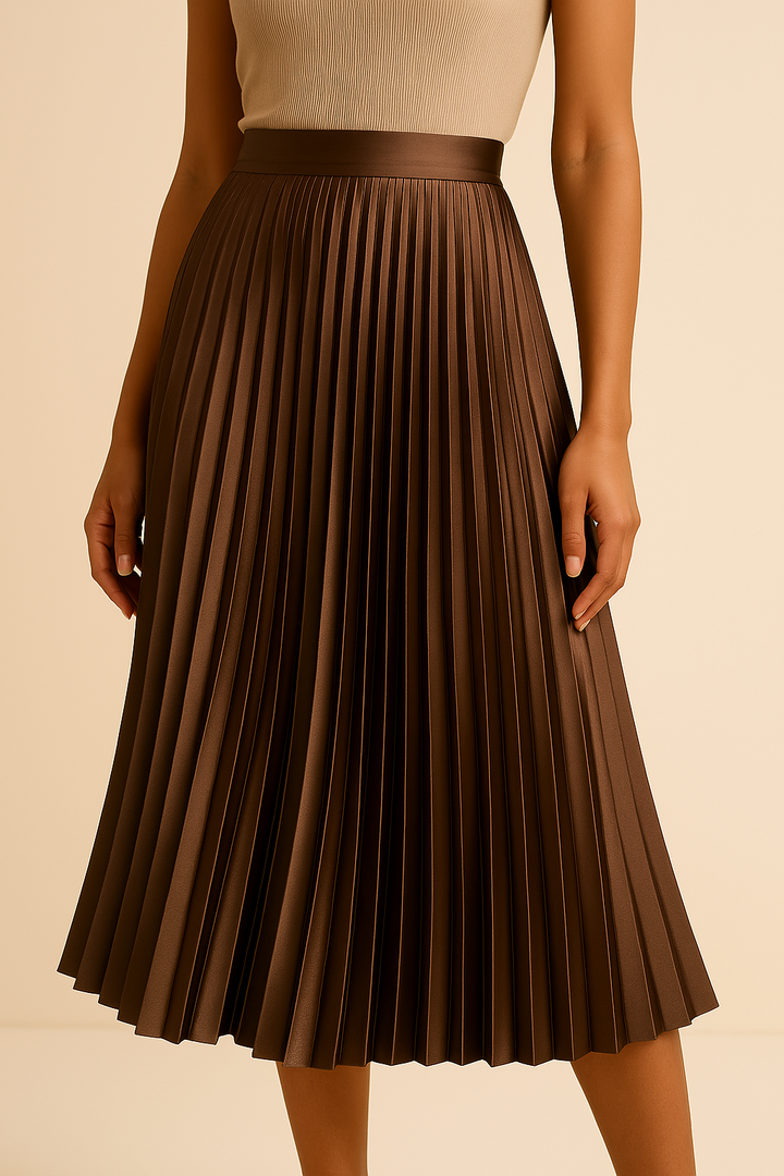 Faltenrock aus Satin mit hoher Taille