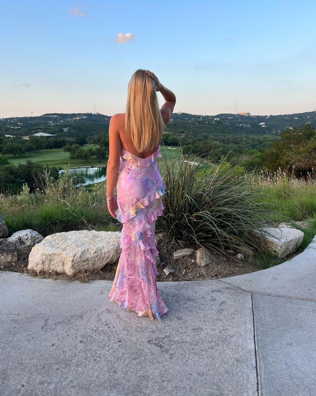 Rüschen-Maxikleid für Damen