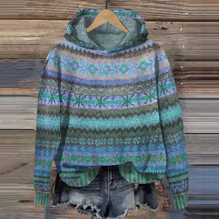Damen Vintage Fair Isle Hoodie