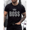 Oversized Herren T-Shirt mit Rundhalsausschnitt und Strass