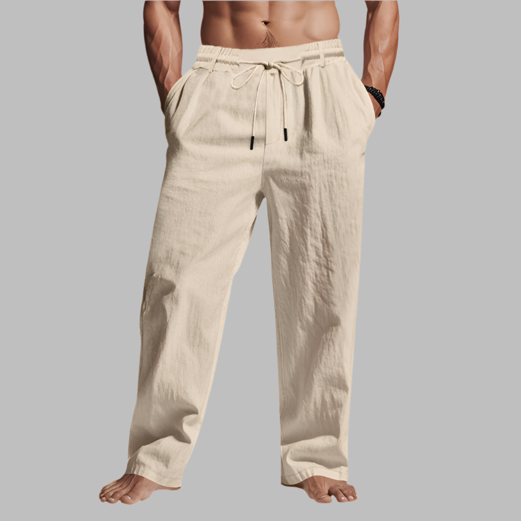 Relaxed Fit Leinenhose mit Kordelzug