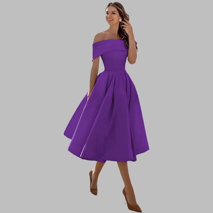 Schulterfreies Vintage-Ballkleid aus Satin