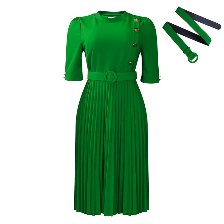 Plissiertes, müheloses Kleid mit V-Ausschnitt