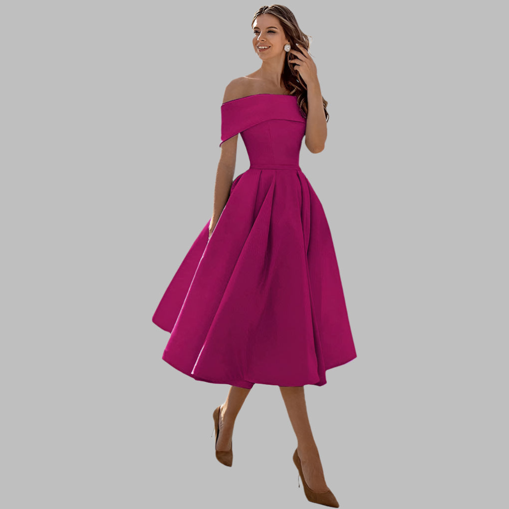 Schulterfreies Vintage-Ballkleid aus Satin