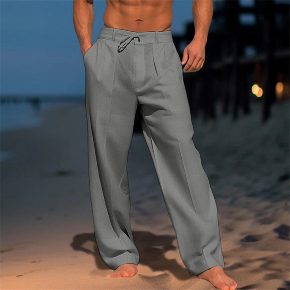 Relaxed Fit Leinenhose mit Kordelzug