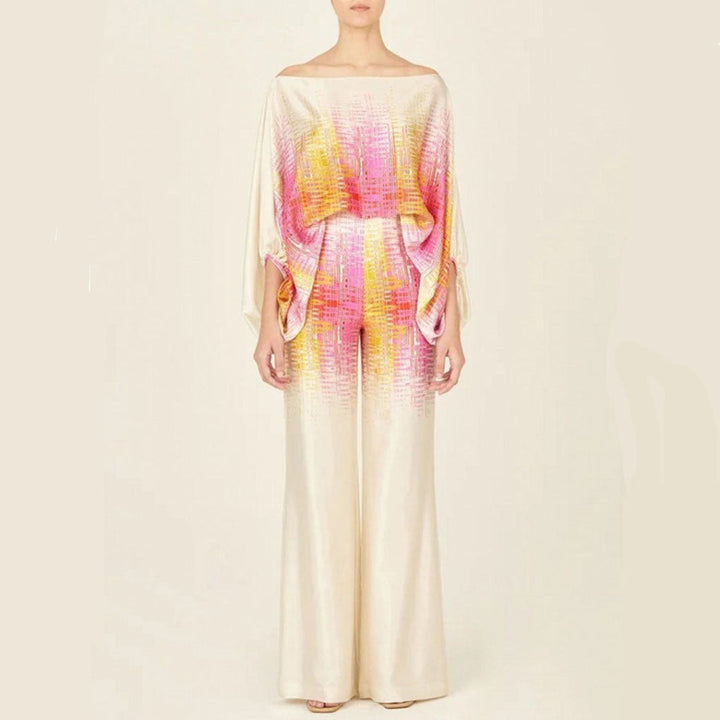 2-teiliges Satin-Set im Off-Shoulder-Stil für Damen