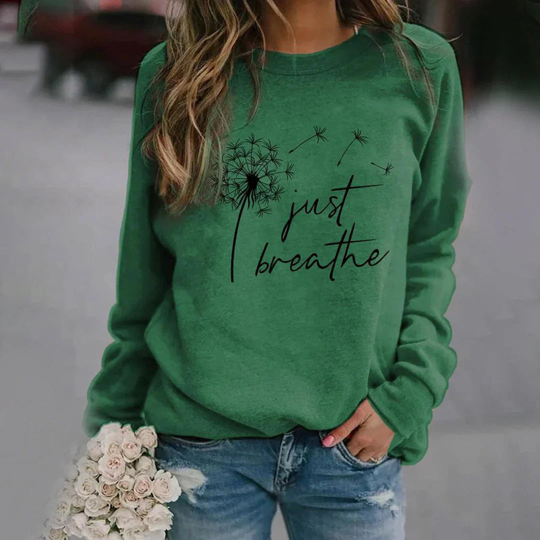Elegantes Damen-Sweatshirt mit Just Breathe Print
