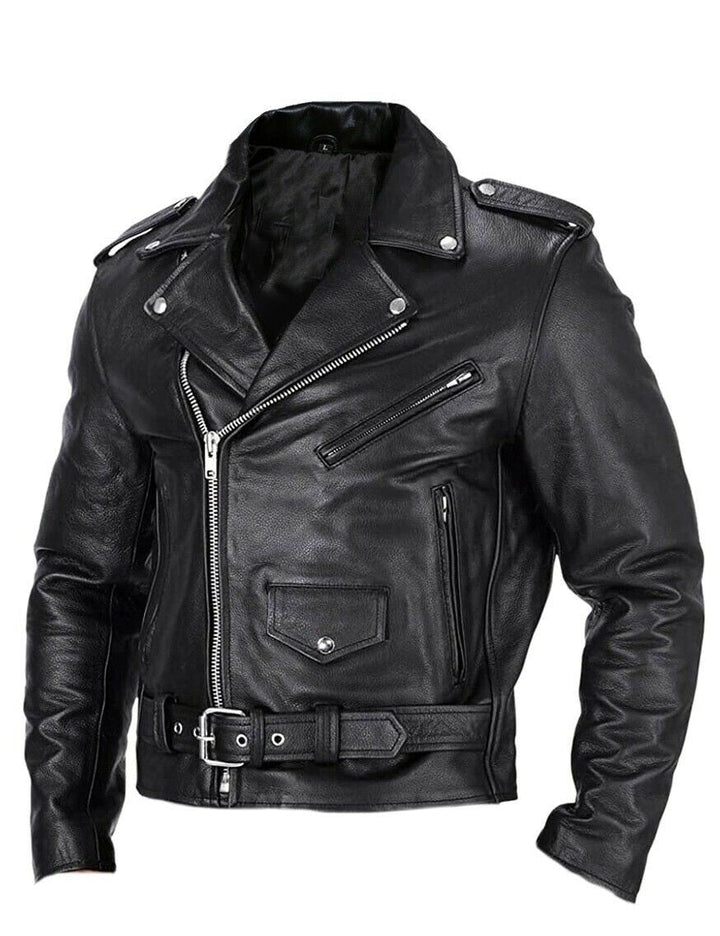 Herren-Motorradjacke mit Stehkragen