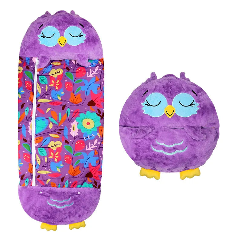 Kinder-Schlafsack und Kuscheltier in einem