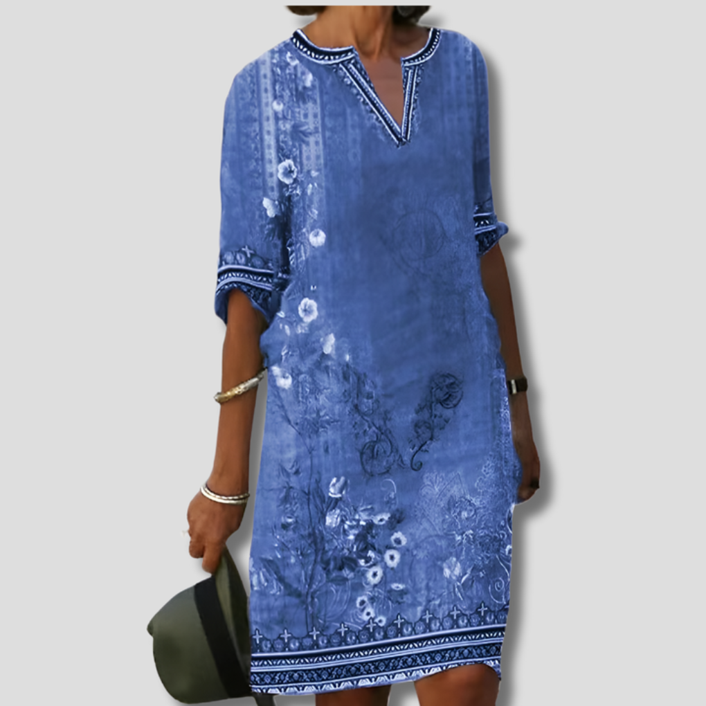 Müheloses und bequemes Boho-Kleid mit Blumenmuster und Rüschen