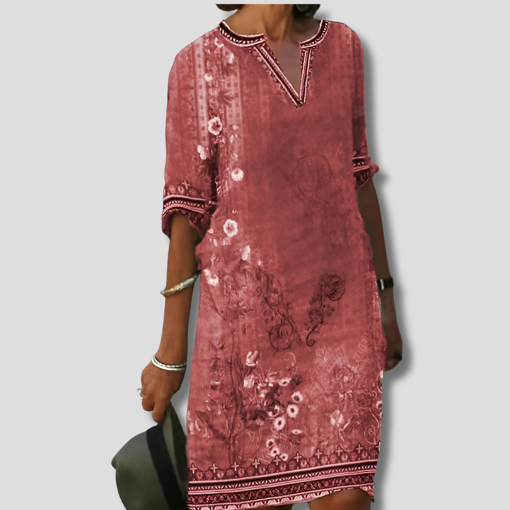 Müheloses und bequemes Boho-Kleid mit Blumenmuster und Rüschen