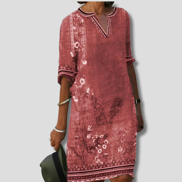 Müheloses und bequemes Boho-Kleid mit Blumenmuster und Rüschen