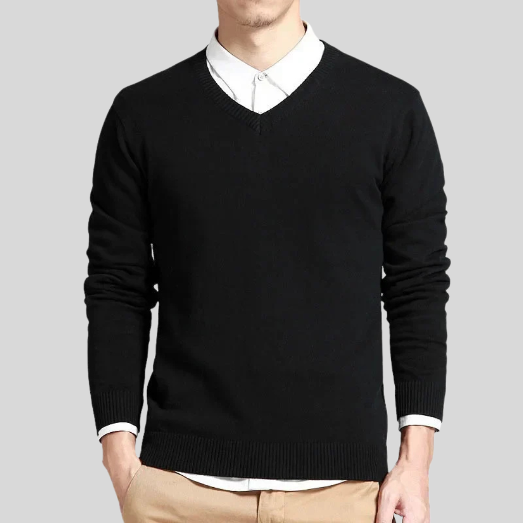 Herren-Baumwollpullover mit V-Ausschnitt
