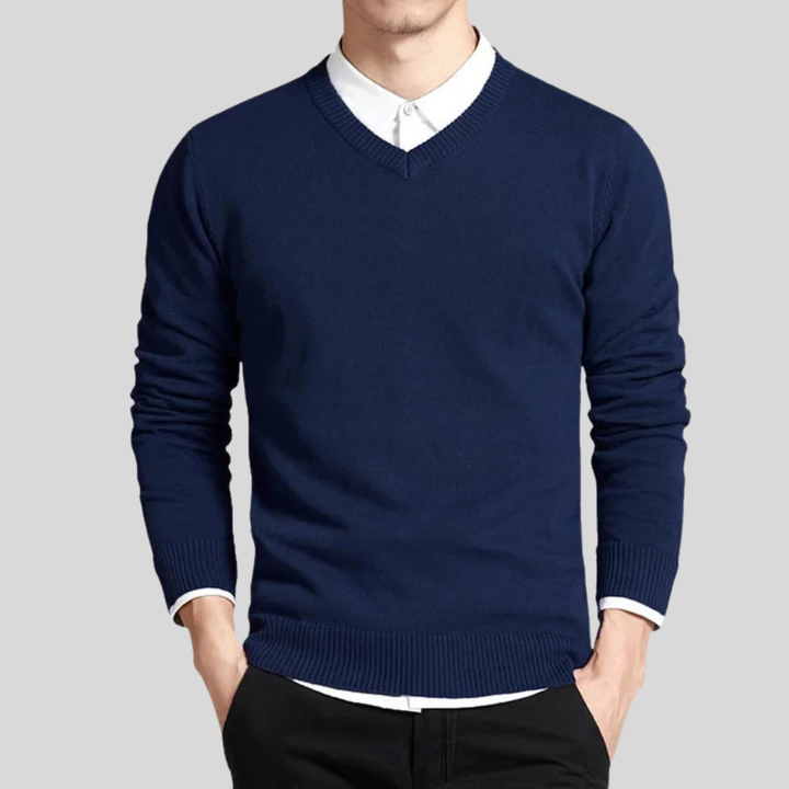 Herren-Baumwollpullover mit V-Ausschnitt