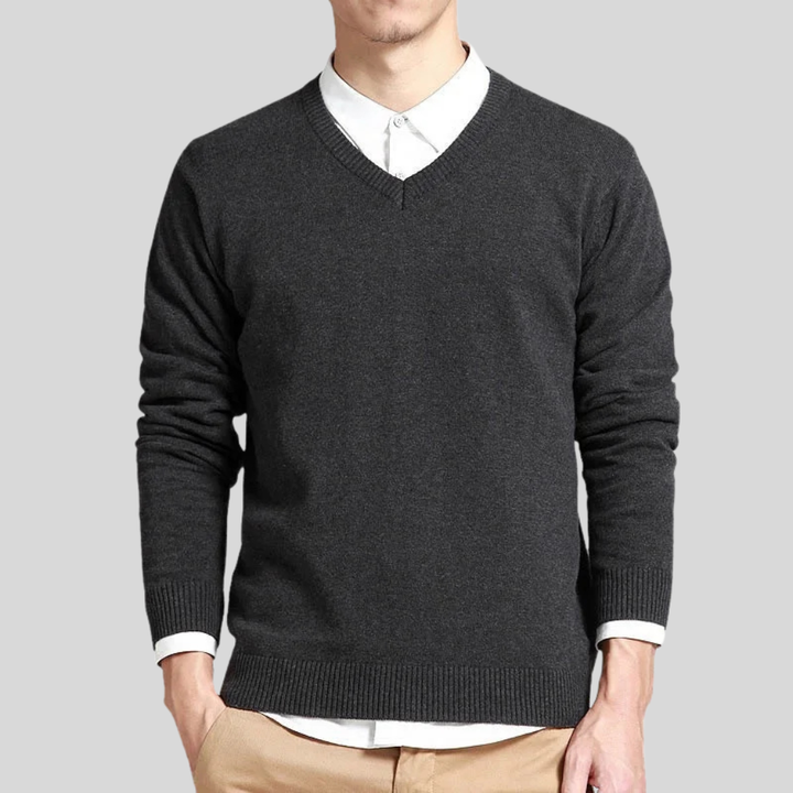 Herren-Baumwollpullover mit V-Ausschnitt